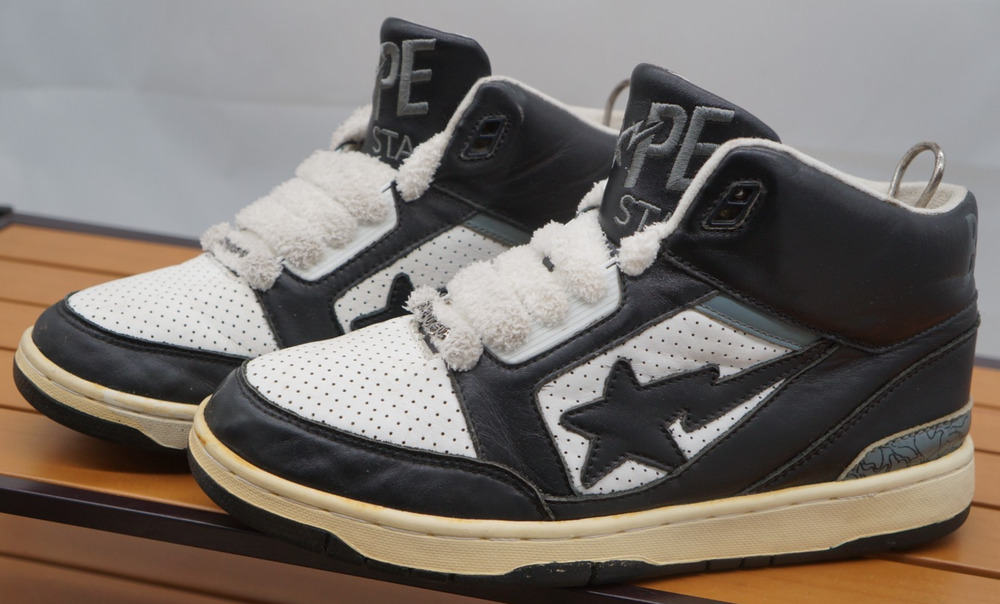 Men's Bape Cloud Sta Leather Hi Top Sneakers Size 8 US 26 CM